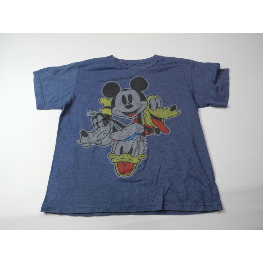 Disney Shirt Boys Small Blue Mickey Mouse Pluto Goofy Donald Duck Graphic Tee
